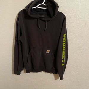 Carhartt Loose Fit Size Small Sleeve Logo Sweatshirt Hooded - Dark Grey TS0288-M